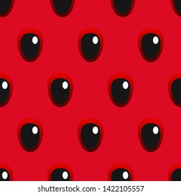 Watermelon seamless pattern, red flesh with black seeds, summer juice background. Vector illustration