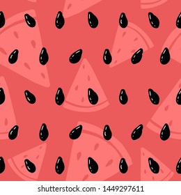 Watermelon seamless pattern, with seeds, for fabric, print.