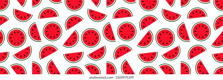 Watermelon seamless pattern. Summer berries repeated background Melon slices vector illustration. Fresh fruit texture for childish, girly clothes prints, textile and fabric designs ,wrapping paper