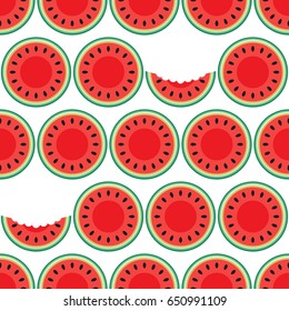 Watermelon seamless pattern, summer design. Half and bitten melon. - vector stock