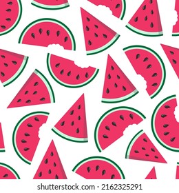 watermelon seamless pattern. Summer juicy watermelon vector hand drawn illustration