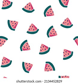 Patrón de sandía sin costuras. Trato de fruta de verano dulce. Perfecto para textiles, papel pintado y raspilleras. Ilustración de dibujos animados