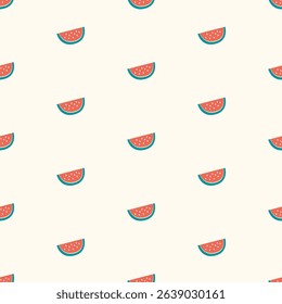 Watermelon seamless pattern. Trendy summer background. Vector illustration cartoon flat style