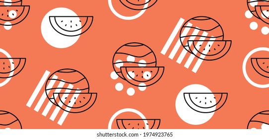 Watermelon seamless pattern. Vector hand drawn illustration