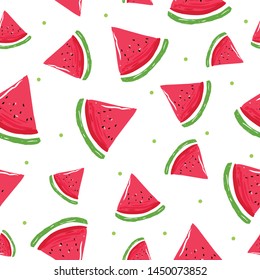 Watermelon Seamless Pattern. Vector Illustration Watermelon Slice.