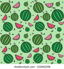 Watermelon seamless pattern. Vector illustration.
