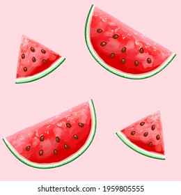 Watermelon Seamless Pattern. Vector Illustration.