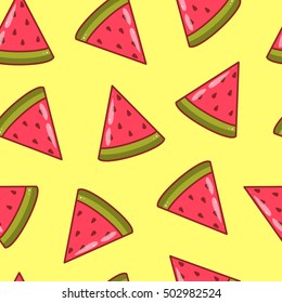 Watermelon seamless pattern. Vector illustration.