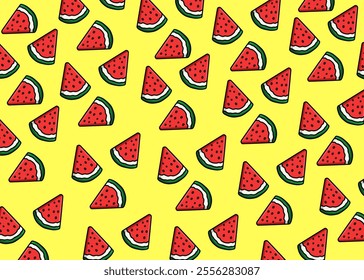 Watermelon with seamless pattern vector, print and packaging, background