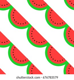 Watermelon seamless pattern, vector tileable background. Suitable for printing on fabric or wrapping paper