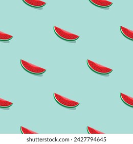 Watermelon seamless pattern. Vegan organic eco fruit background. vector illustration.