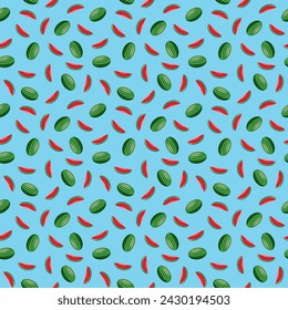 Watermelon seamless pattern. Vegan organic eco fruit background. vector illustration.