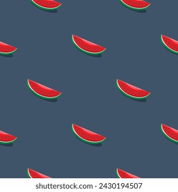 Watermelon seamless pattern. Vegan organic eco fruit background. vector illustration.