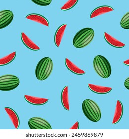 Watermelon seamless pattern. Vegan organic eco fruit background. vector illustration.