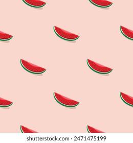 Watermelon seamless pattern. Vegan organic eco fruit background. vector illustration.