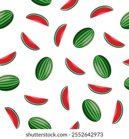 Watermelon seamless pattern. Vegan organic eco fruit background. vector illustration.