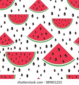 Watermelon seamless pattern.Baby and kids style abstract geometric background.Colorful vector illustration. 