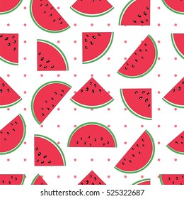 Watermelon seamless pattern.Baby and kids style abstract geometric background.Colorful vector illustration. 