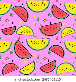 watermelon Seamless Vector design for decorating, wallpaper, wrapping paper, fabric, backdrop and etc., abstract background.