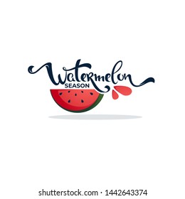 watermelon season calligraphy lettering composition for your logo, label, emblem