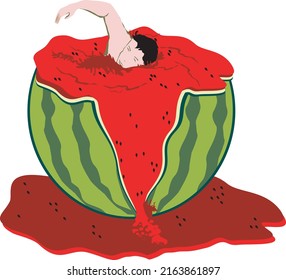 watermelon season illustration in happy summer