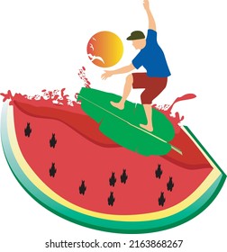 watermelon season illustration in summer