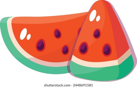 Watermelon with seeds flat vector illustration 