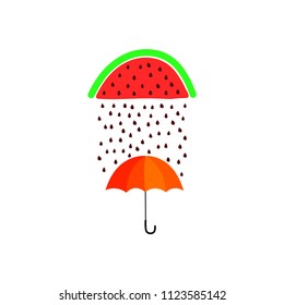 Watermelon seeds rain white background summer vibes