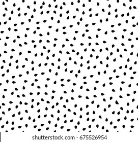 Watermelon seeds summer seamless pattern, black seeds on white background