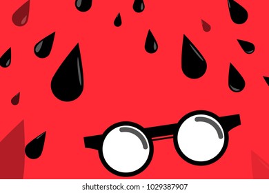 Watermelon seeds and with sunglasses in the summer as a vector.