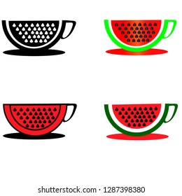 watermelon set of colored mugs,vector.