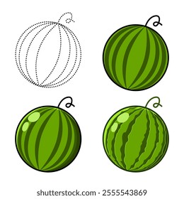 Watermelon set illustration. You can use it for children books, web design, posters, campaigns, and many more. Can be easily resized and change colors of each and every shape as required.