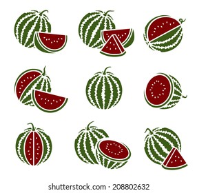 Watermelon set. Vector