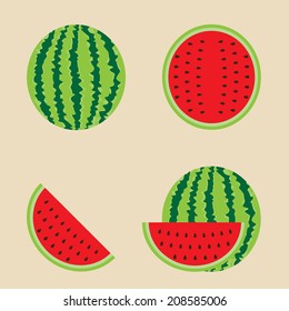 Watermelon set. Vector illustration. 