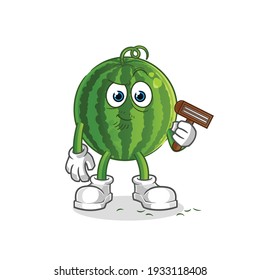 watermelon shave facial hair vector. cartoon character