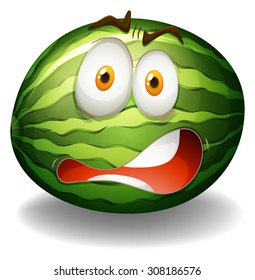 Watermelon with shocking face illustration