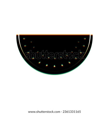 Watermelon sign. Black Icon with vertical effect of color edge aberration at white background. Illustration.