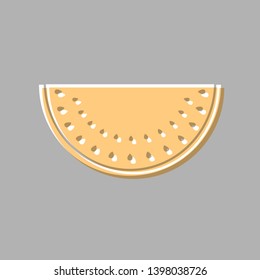 Watermelon sign. Emboss effect with light orange icon on gray background.
