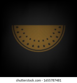 Watermelon sign. Icon as grid of small orange light bulb in darkness. Illustration.
