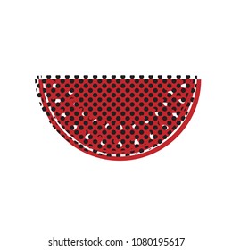 Watermelon sign. Vector. Brown icon with shifted black circle pattern as duplicate at white background. Isolated.