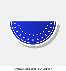 Watermelon sign. Vector. New year bluish icon with outside stroke and gray shadow on light gray background.