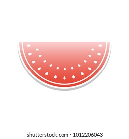 Watermelon sign. Vector. Reddish icon with white and gray shadow on white background. Isolated.