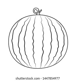 Watermelon, silhouette, children's coloring book. Fruits and vegetables.