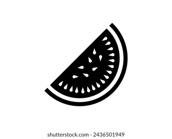 Watermelon Silhouette Fruit Icon Vector. Watermelon Silhouette isolated white background. Vector Illustration