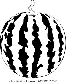 Watermelon silhouette. Watermelon. Natural, organic dessert sweet, fresh berry. Natural product. Healthy eating and diet. Design of greeting cards, posters, patches, prints on clothes, emblems.