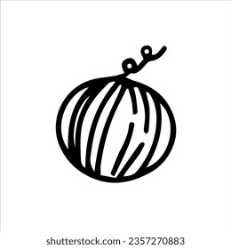 Wassermelonsilhouette. Vektor, schwarz-weiß, handgezeichnet Doodles. Eingeschlossenes Objekt.