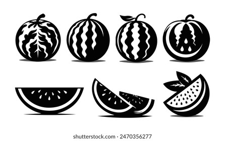 Watermelon silhouette vector illustration. Isolated on a white background. It is a vector file.