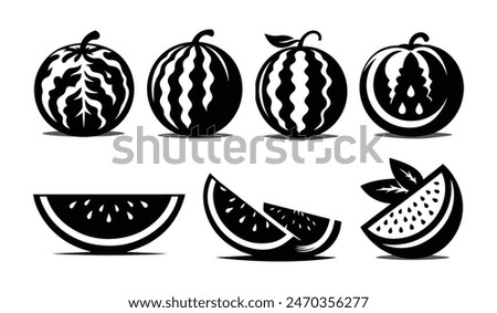 Watermelon silhouette vector illustration. Isolated on a white background. It is a vector file.