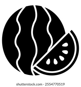 Watermelon silhouette vector isolated on a white background.