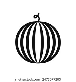 Wassermelone, eine einfache schwarz-weiße Ikone. Frucht-Symbol. Vektorillustration.
